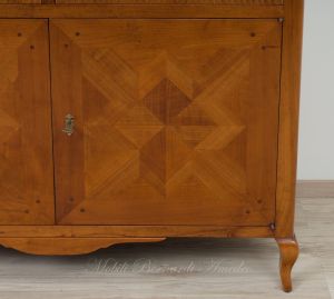 Provençal style sideboard made of solid cherry wood with 2 inlaid doors and 2 drawers