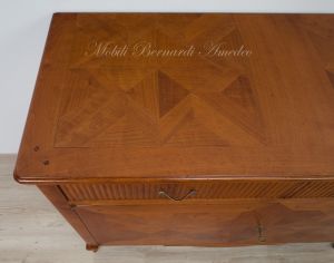 Provençal style sideboard made of solid cherry wood with 2 inlaid doors and 2 drawers