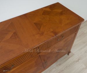 Provençal style sideboard made of solid cherry wood with 2 inlaid doors and 2 drawers