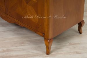 Provençal style sideboard made of solid cherry wood with 2 inlaid doors and 2 drawers