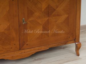 Provençal style sideboard made of solid cherry wood with 2 inlaid doors and 2 drawers