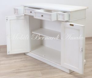 Arte Povera sideboard in solid wood with 2 doors, antique white finish