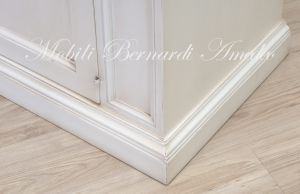 Arte Povera sideboard in solid wood with 2 doors, antique white finish
