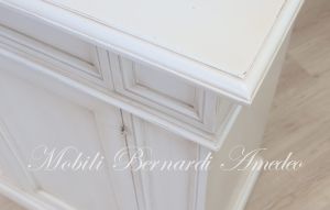 Arte Povera sideboard in solid wood with 2 doors, antique white finish