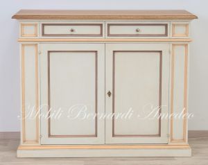 Arte Povera sideboard in solid wood with light walnut top and colored structure