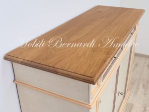 Arte Povera sideboard in solid wood with light walnut top and colored structure