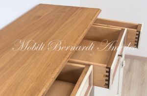 Arte Povera sideboard in solid wood with light walnut top and colored structure