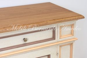 Arte Povera sideboard in solid wood with light walnut top and colored structure