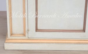 Arte Povera sideboard in solid wood with light walnut top and colored structure