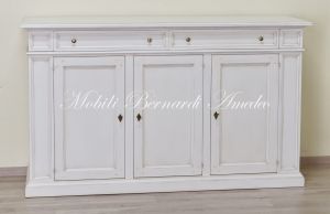 Solid wood sideboard with white lacquered finish