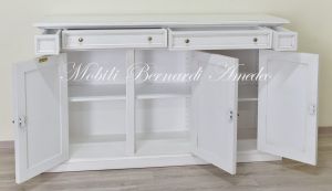 Solid wood sideboard with white lacquered finish