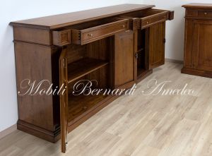 Credenzone arte povera in legno massiccio di noce con 4 ante cm 230