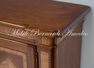 Classic style 2-door sideboard in solid walnut with olive wood inlays