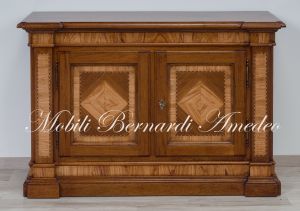 Classic style 2-door sideboard in solid walnut with olive wood inlays