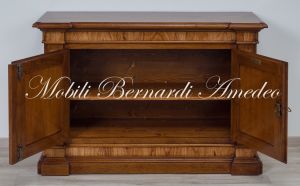Classic style 2-door sideboard in solid walnut with olive wood inlays