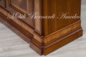 Classic style 2-door sideboard in solid walnut with olive wood inlays