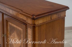 Classic style 2-door sideboard in solid walnut with olive wood inlays