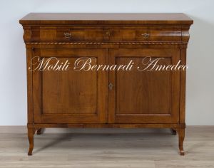 Sideboard made of walnut wood with 2 doors and 2 drawers in classic Louis Philippe style