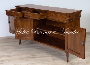 Sideboard handmade in Italy in national walnut wood with 3 doors and 3 drawers in classic style