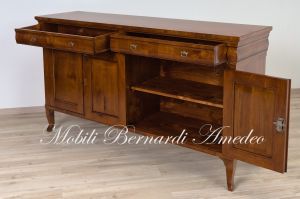 Handmade sideboard in classic style national walnut wood with 4 doors and 2 shaped drawers with inlay