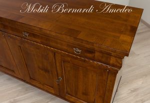Handmade sideboard in classic style national walnut wood with 4 doors and 2 shaped drawers with inlay