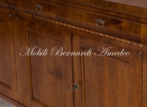 Handmade sideboard in classic style national walnut wood with 4 doors and 2 shaped drawers with inlay