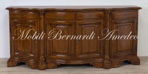 Credenza artigianale classica da soggiorno in noce massiccio scantonata
