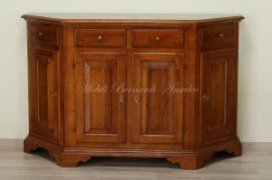 Credenza veneta scantonata in legno massiccio di noce lunghezza cm 160