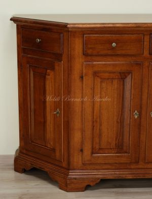 Credenza veneta scantonata in legno massiccio di noce lunghezza cm 160