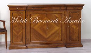 Classic living room sideboard made of solid walnut wood measuring 190 cm