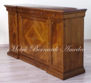 Classic living room sideboard made of solid walnut wood measuring 190 cm