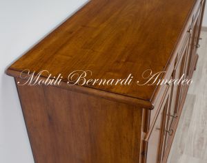 Credenza classica da 200 cm in legno massiccio di noce stile 800 veneto con 4 ante e 4 cassetti