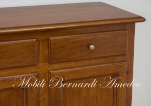 Credenza classica da 200 cm in legno massiccio di noce stile 800 veneto con 4 ante e 4 cassetti