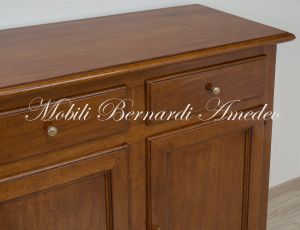 Credenza classica da 200 cm in legno massiccio di noce stile 800 veneto con 4 ante e 4 cassetti