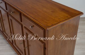 Credenza classica da 200 cm in legno massiccio di noce stile 800 veneto con 4 ante e 4 cassetti
