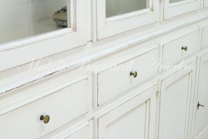 Pantry cabinet - country style bookcase in solid wood with shelf with 4 glass doors