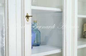 Pantry cabinet - country style bookcase in solid wood with shelf with 4 glass doors