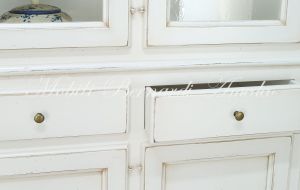 Pantry cabinet - country style bookcase in solid wood with shelf with 4 glass doors