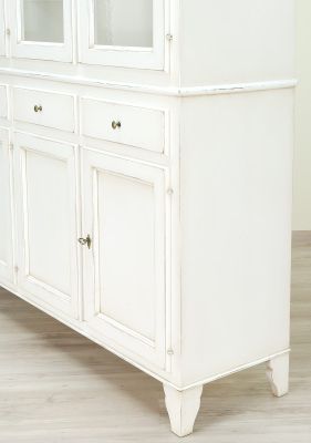Pantry cabinet - country style bookcase in solid wood with shelf with 4 glass doors