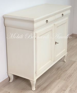 2-door sideboard in solid wood, white finish