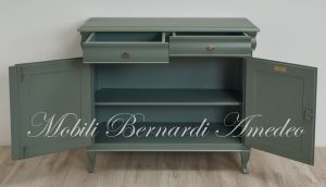 Sideboard handcrafted in classic style solid wood with antique green finish
