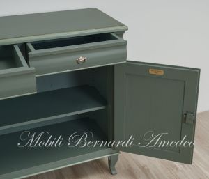 Sideboard handcrafted in classic style solid wood with antique green finish