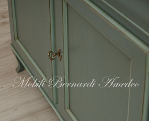 Sideboard handcrafted in classic style solid wood with antique green finish