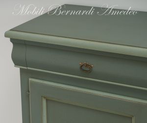 Sideboard handcrafted in classic style solid wood with antique green finish