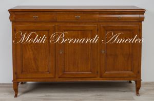 Reproduction of classic 19th century style solid walnut sideboard with 3 doors and 3 drawers