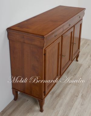 Reproduction of classic 19th century style solid walnut sideboard with 3 doors and 3 drawers
