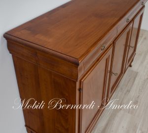 Reproduction of classic 19th century style solid walnut sideboard with 3 doors and 3 drawers