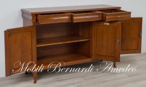 Reproduction of classic 19th century style solid walnut sideboard with 3 doors and 3 drawers