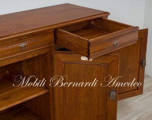 Reproduction of classic 19th century style solid walnut sideboard with 3 doors and 3 drawers