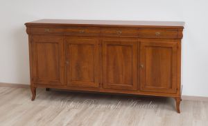 Reproduction of 200 cm sideboard for kitchen or living room in classic Louis Philippe style solid walnut wood